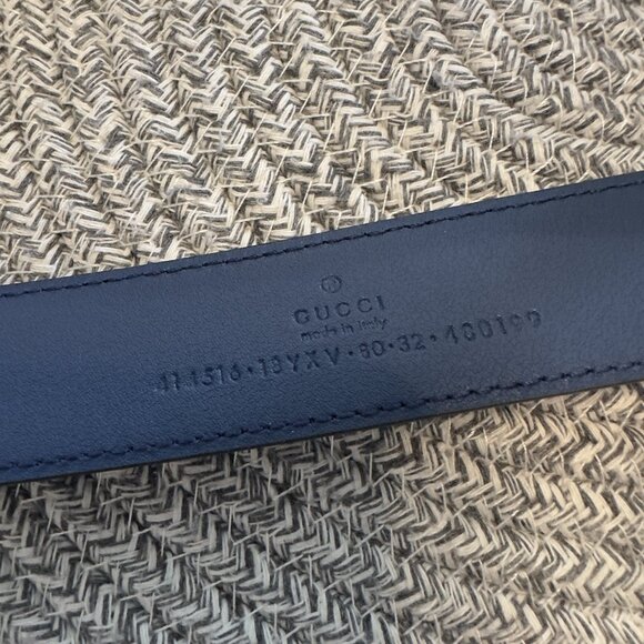 NEW GUCCI BLUE MARMONT BELT GG SIZE 80 Cm 32 In 100% Authentic - Picture 6 of 6